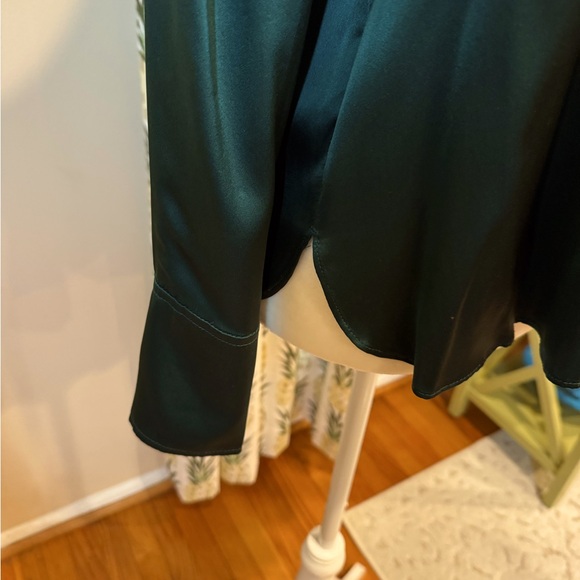 BR Silk Resort Shirt Green Banana Republic Long Sleeve Bliss Button-up Size S - Picture 5 of 7
